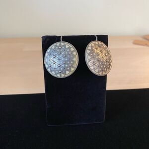 Vintage Enamel Flower of Life Agatha Paris Clip-on Earrings